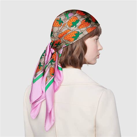 strawberry scarf gucci|Gucci Tasty Strawberry Silk Scarf .